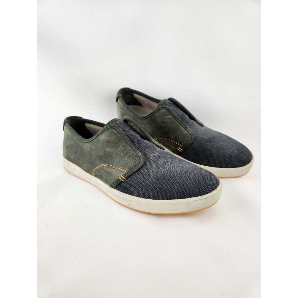 Ahnu North Beach Leather Canvas Slip-On Loafer Sneakers Gray Green COMFY Mens 11